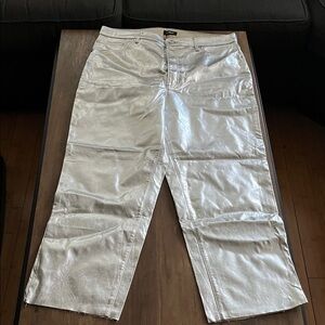 Express Metallic Silver High-Rise Pants